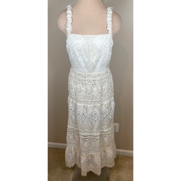 Alice + Olivia Alora Embroidered Crochet Lace Eyelet Floral Maxi Dress Size 4 - Picture 3 of 11